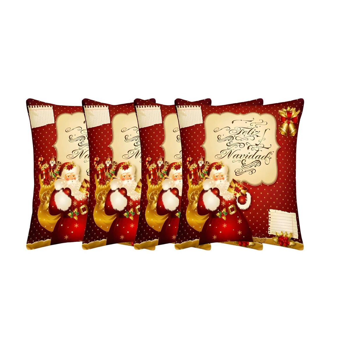 GENERICO - FUNDAS NAVIDAD SET DE 4 FUNDAS PARA COJINES DE 45X45 CM