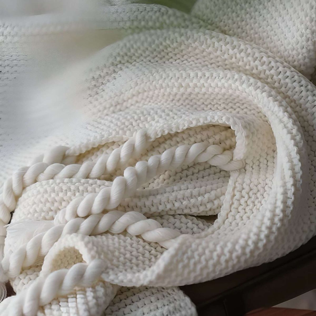 GENERICO - MANTA CHENILLE CON FLECOS DE SOGA DECORATIVA PARA CAMA O SOFA