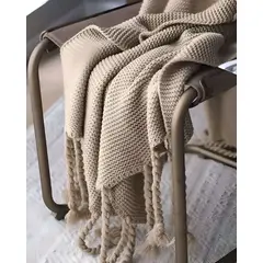 GENERICO - MANTA CHENILLE CON FLECOS DE SOGA DECORATIVA PARA CAMA O SOFA