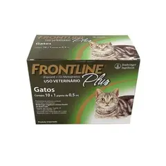 FRONT LINE - Frontline Plus Pipeta para Gatos 10 Unidades Control de Pulgas Garrapatas y Piojos