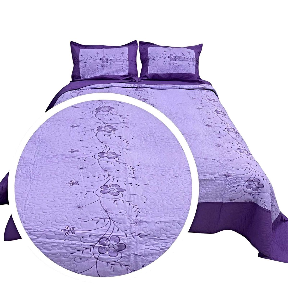 GENERICO - CUBRECAMA QUILT DE VERANO PLAZA Y MEDIA BORDADO