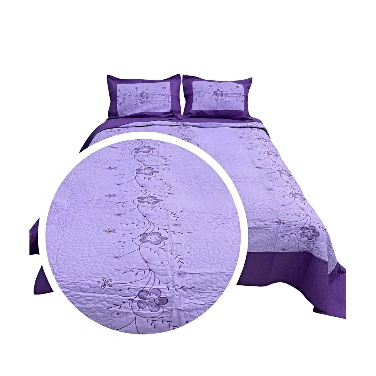 GENERICO - CUBRECAMA QUILT DE VERANO PLAZA Y MEDIA BORDADO