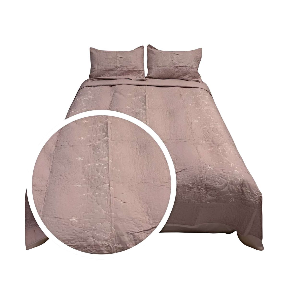 GENERICO - CUBRECAMA QUILT DE VERANO PLAZA Y MEDIA BORDADO