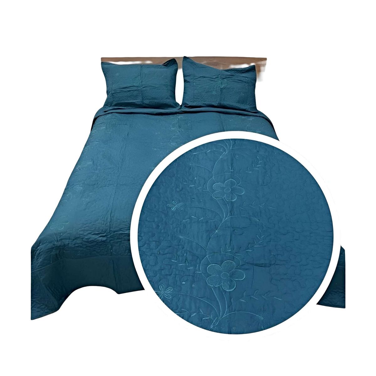 GENERICO - CUBRECAMA QUILT DE VERANO 2 PLAZAS BORDADO