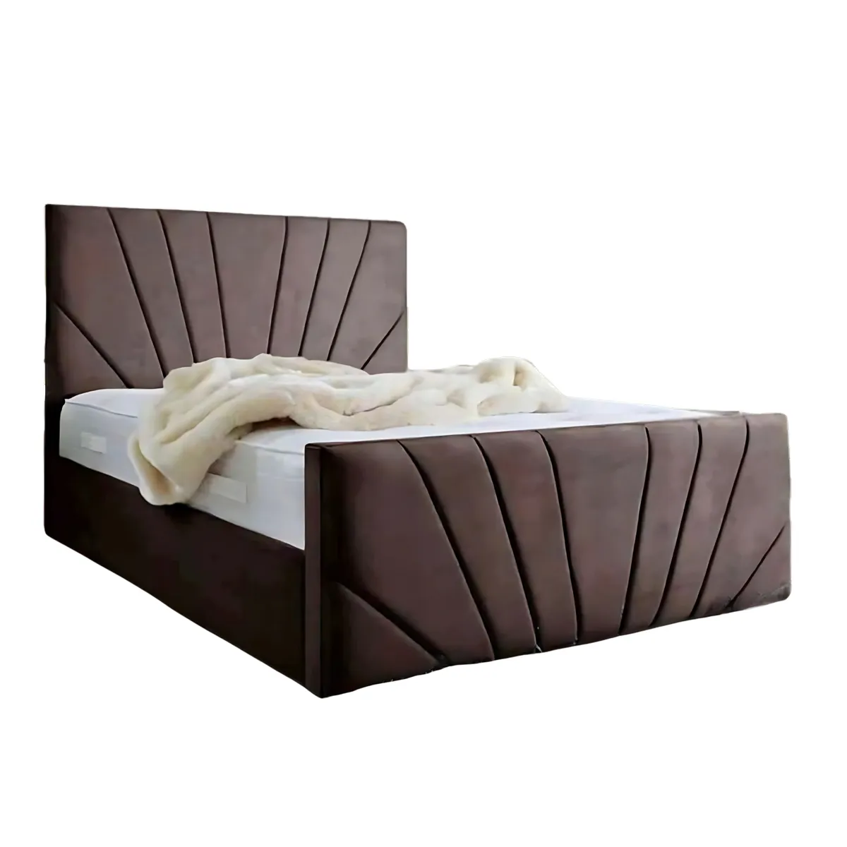 GENERICO - Base de Cama Americana Doble Respaldo 1 plaza Eco Cuero Café