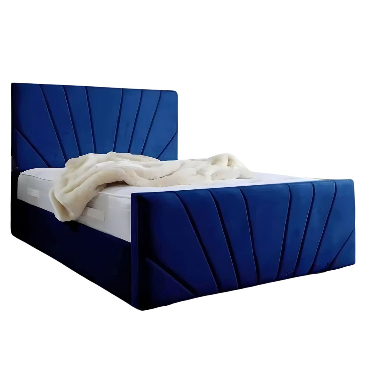 GENERICO - Base de Cama Americana Doble Respaldo Full Eco Cuero Azul