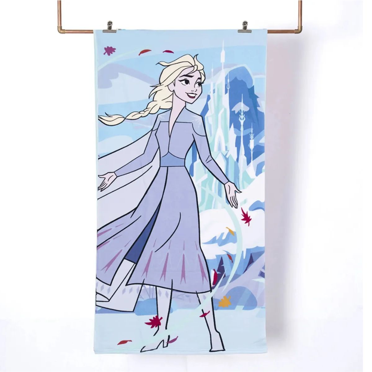MASHINI - Toalla Playa Disney Niñoa 70x140cm + Morral Cordel - Frozen Castillo