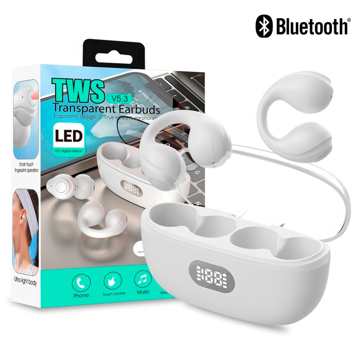 IRM - Audífonos Inalámbricos Bluetooth Clip-on Sport - Blanco