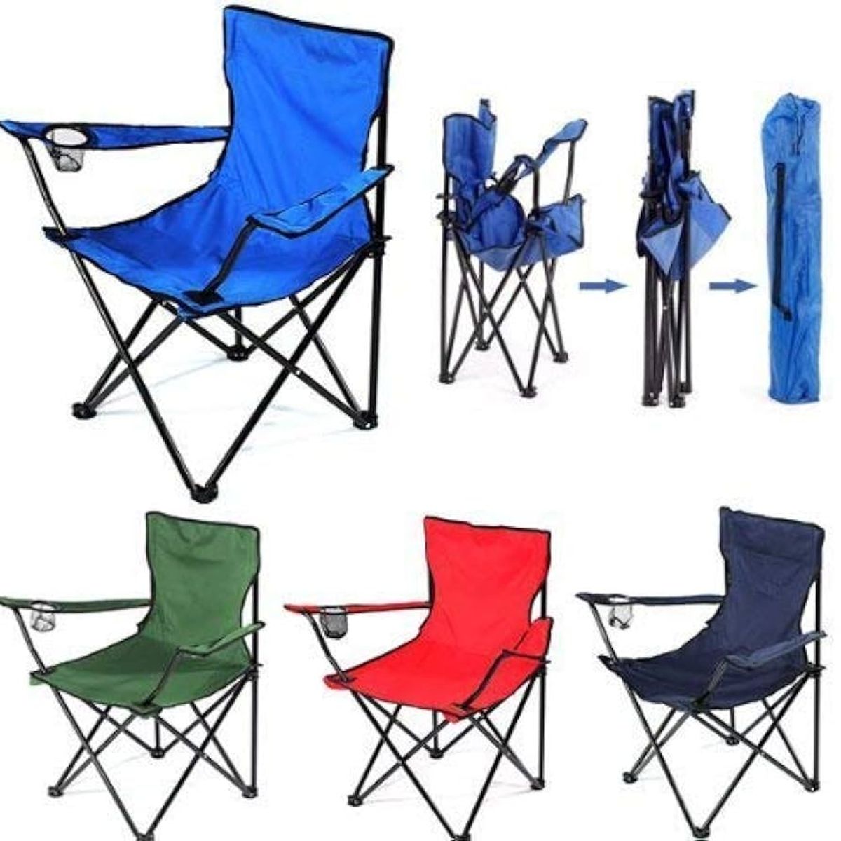 GENERICO - Silla De Camping Playa Plegable Con Posavasos Y Reposabrazos