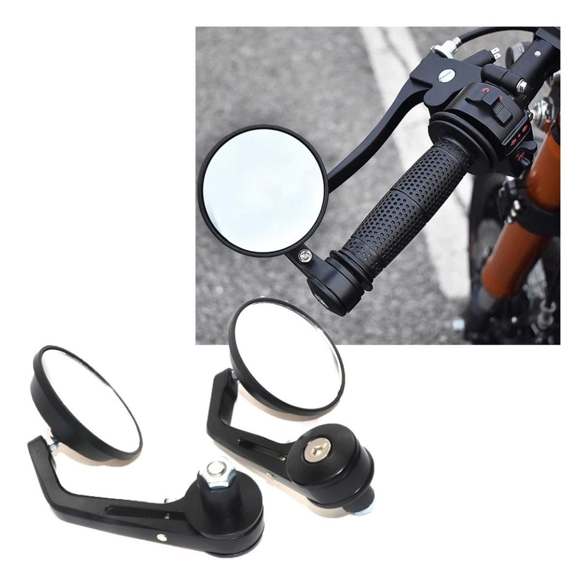 GENERICO - Espejos Para Moto Estilo Cafe Racer 22mm Universal