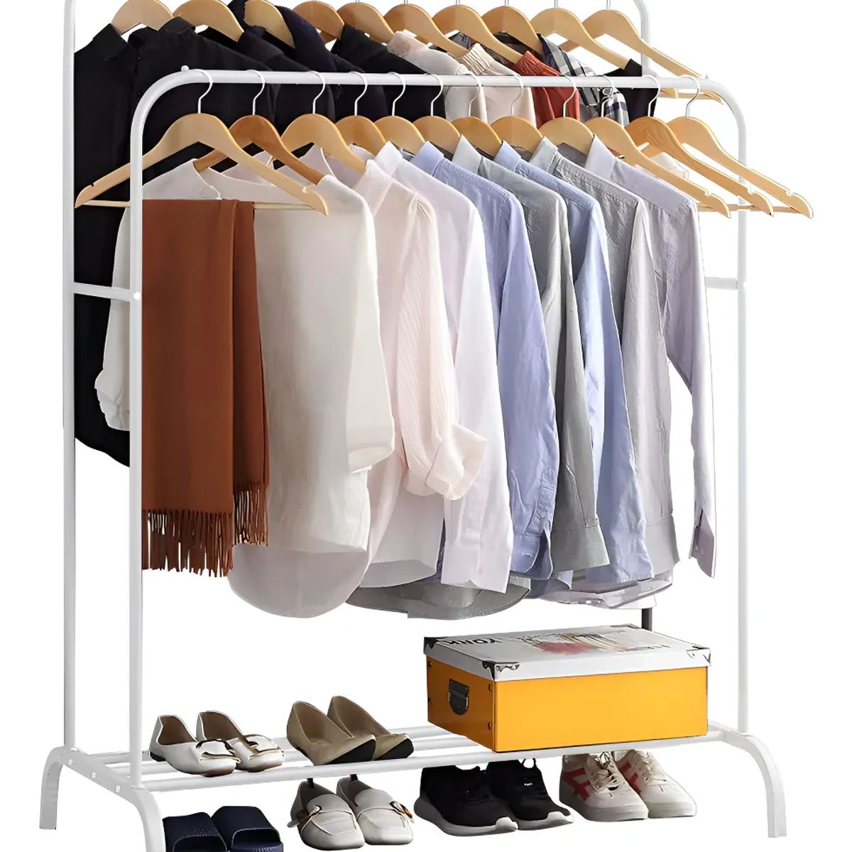 GENERICO - Perchero Organizador Colgante de Ropa Doble Barra Tendedero Metálico Colgador