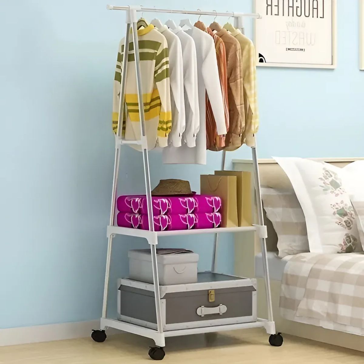 GENERICO - Perchero Para Colgar Ropa Con Ruedas Estante Triangular