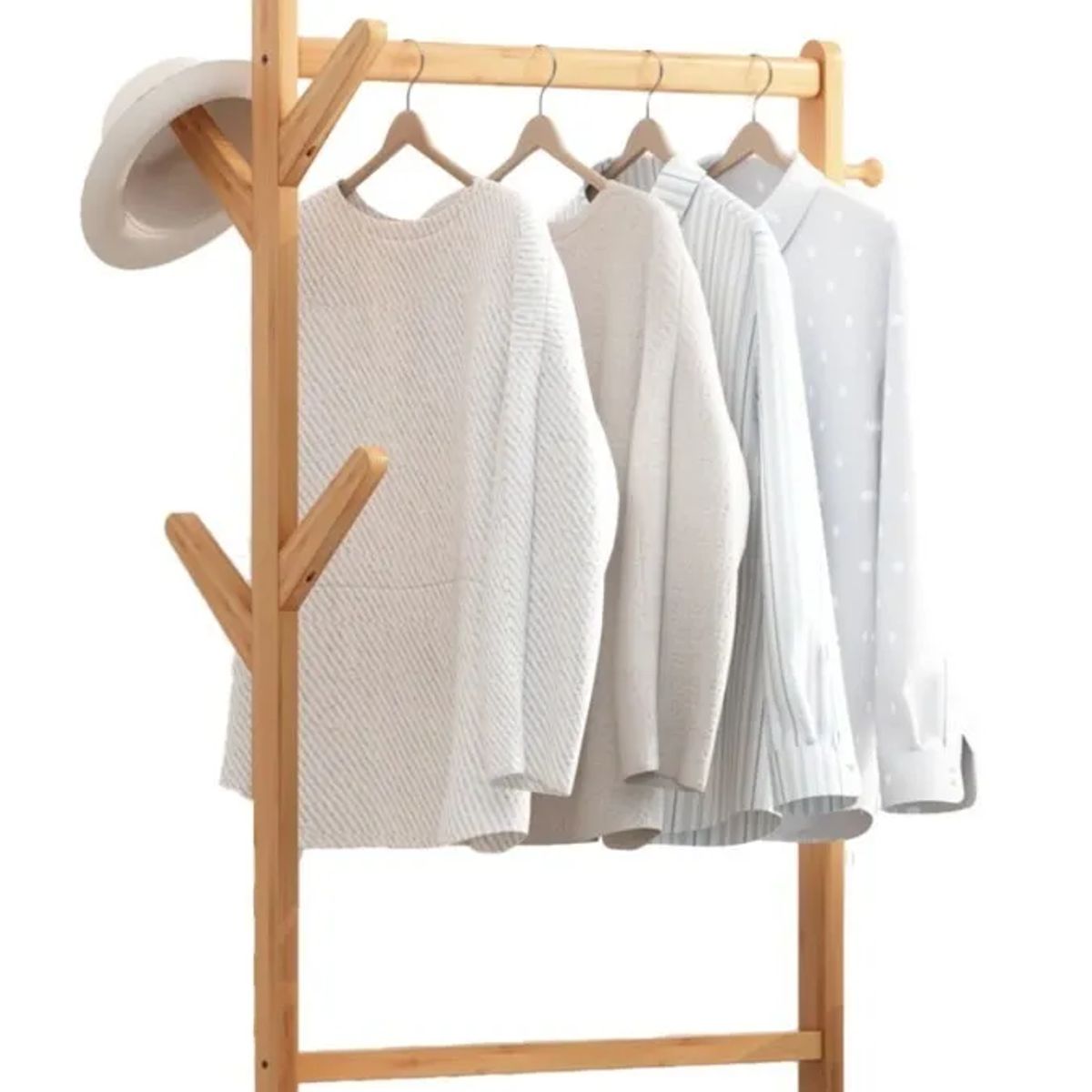 GENERICO - Perchero Organizador De Madera Con Ruedas 60cm