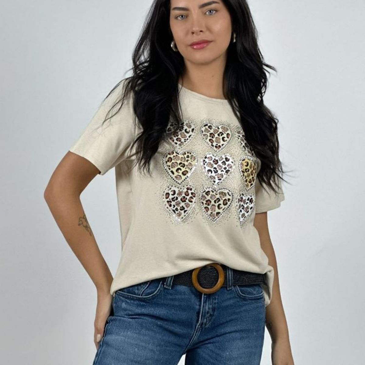 ENIGMATICA BOUTIQUE - Polera Algodón Corazones Print
