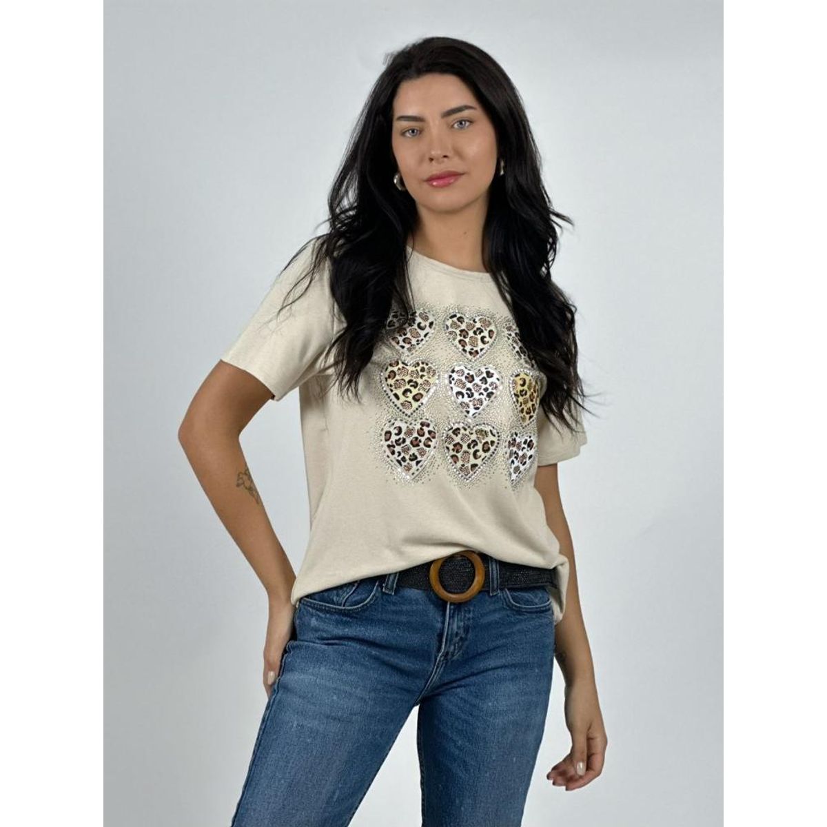 ENIGMATICA BOUTIQUE - Polera Algodón Corazones Print