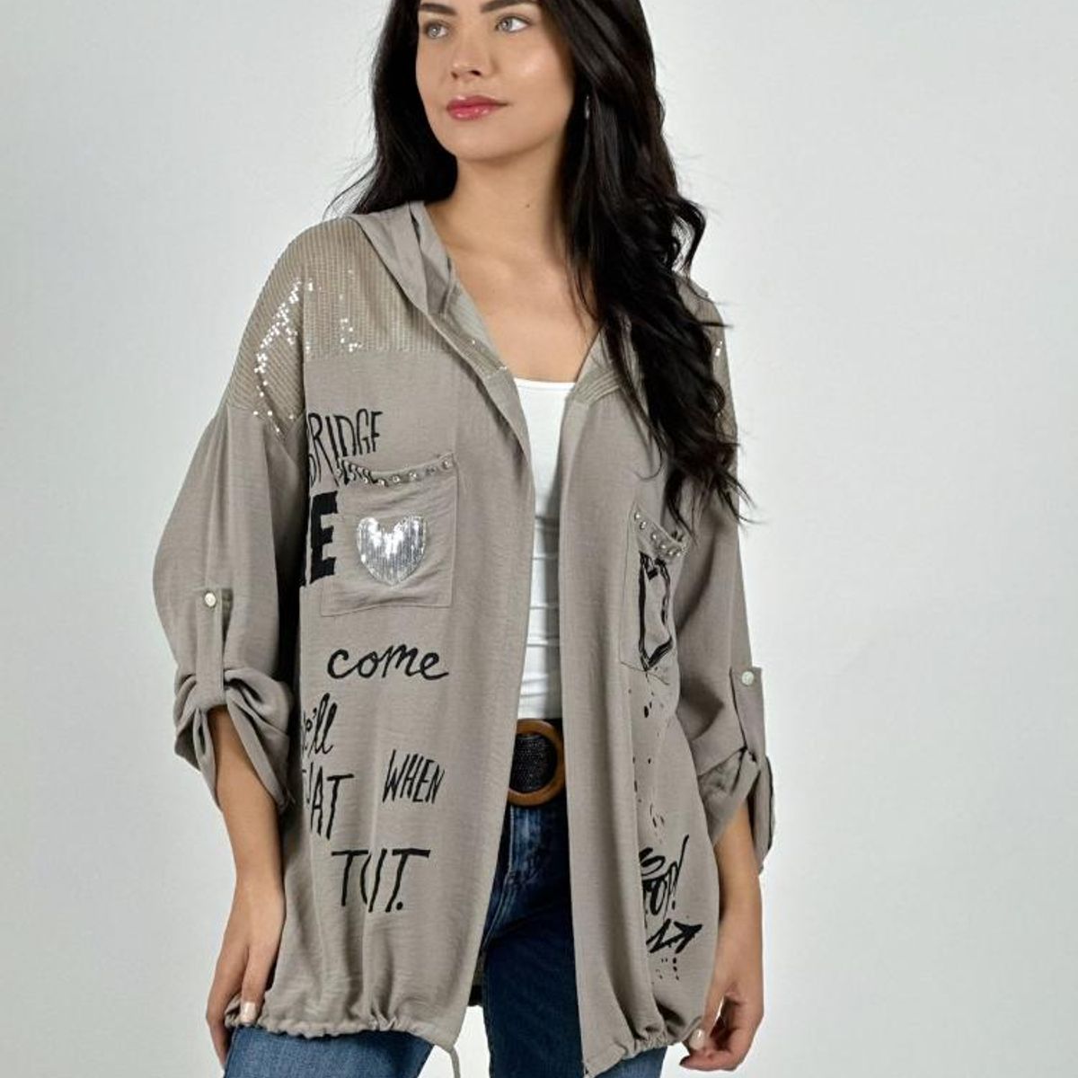 ENIGMATICA BOUTIQUE - Blusa Crepé  Estampado Letras con Gorro