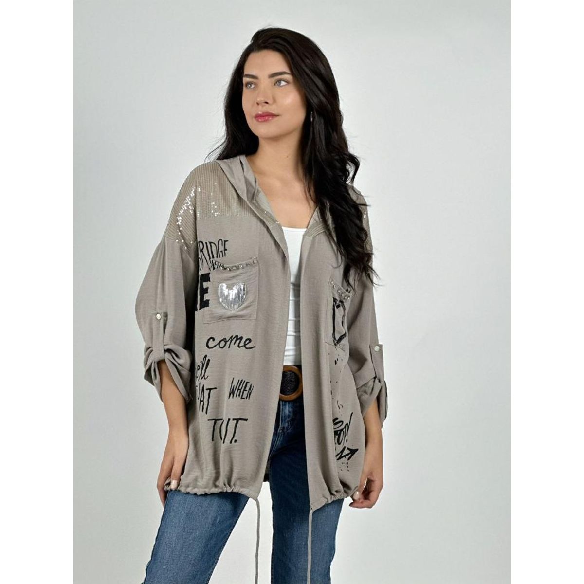 ENIGMATICA BOUTIQUE - Blusa Crepé  Estampado Letras con Gorro