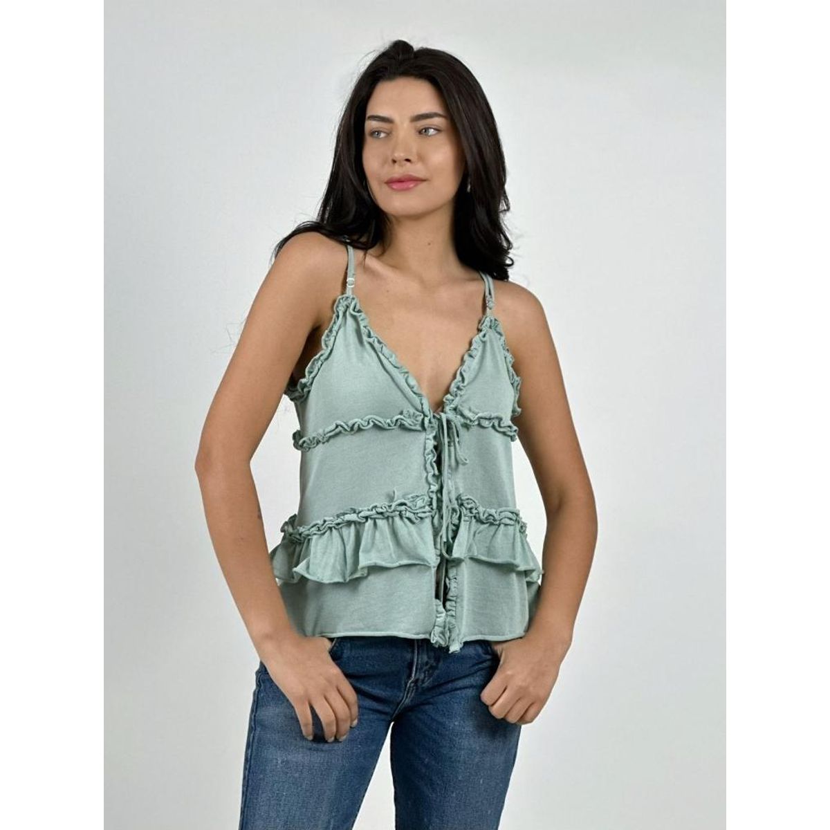 ENIGMATICA BOUTIQUE - Polera Top Amarrado con Vuelitos