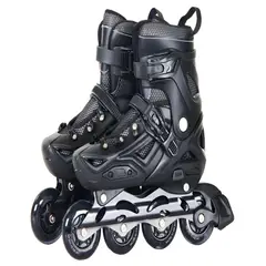 GENERICO - PATIN LINEAL CON LUCES Y KIT TALLA M 35-38 NEGRO