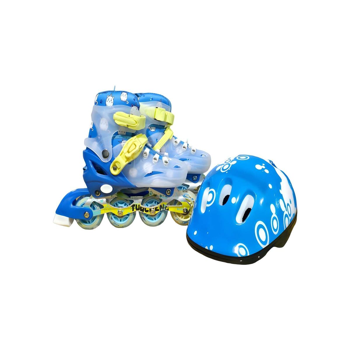 GENERICO - PATIN LINEAL CON LUCES Y KIT TALLA M 35-38 AZUL CLARO