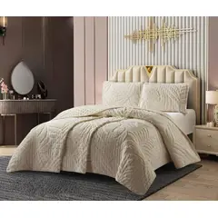GENERICO - Cubrecama de Verano 1.5 p Tipo Tufting con relieve Beige TFCR16