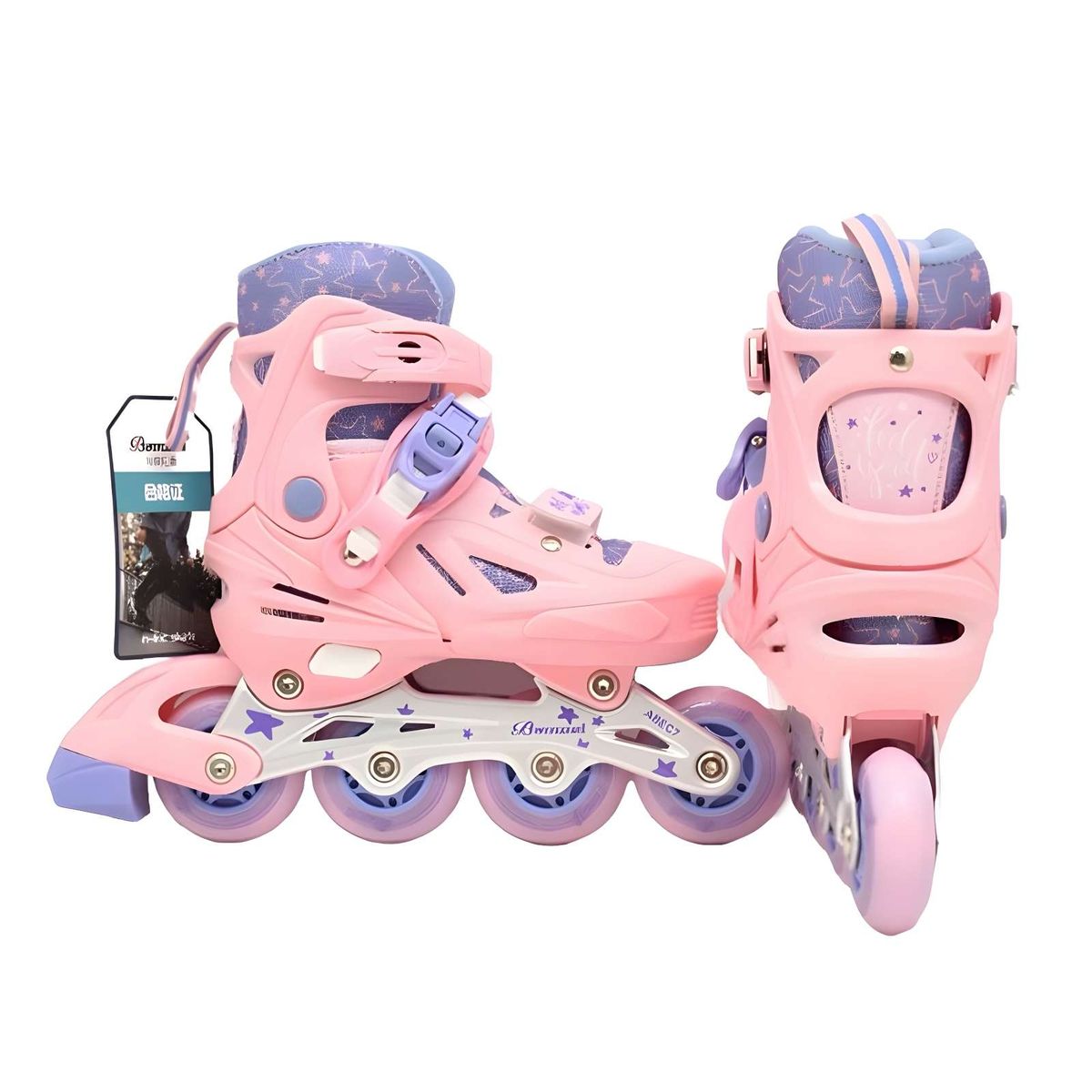 GENERICO - PATIN LINEAL RUEDAS ILUMINADAS CON SET DE SEGURIDAD S 31-34