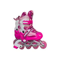 GENERICO - PATINES LINEAL CON LUCES Y KIT TALLA S 31-34 ROSADO