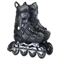 GENERICO - PATINES LINEAL CON LUCES Y KIT TALLA M 35-38 NEGRO