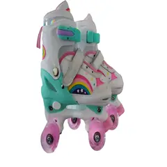 GENERICO - PATIN 4 RUEDAS CON LUCES Y KIT TALLA M 35-38 BLANCO