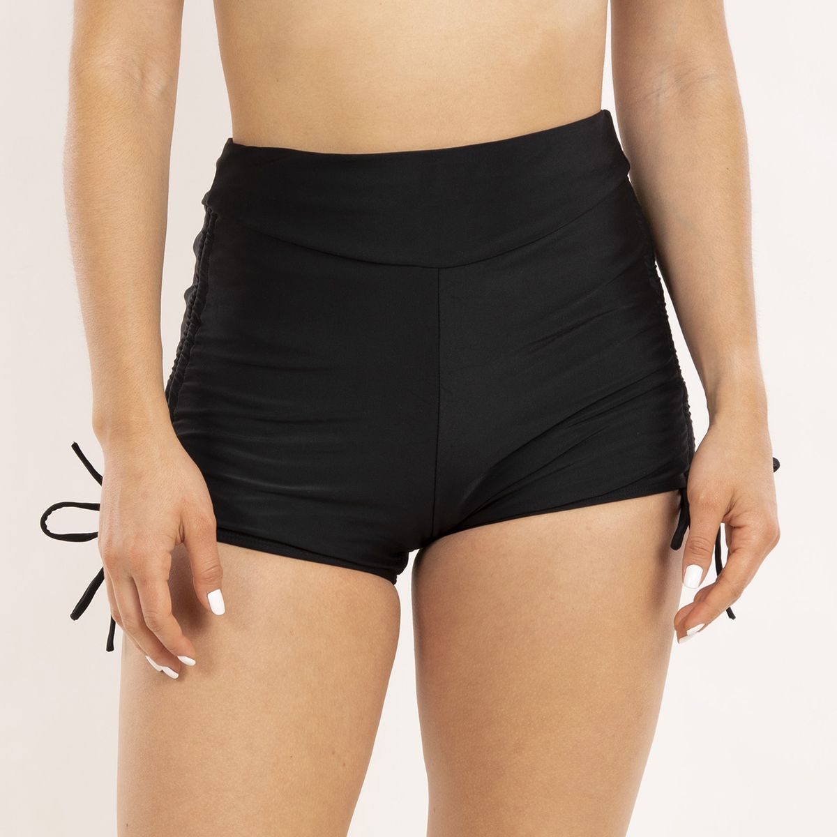 HIPSY SWIMWEAR - Short bikini tiro alto pretina negro con Straps