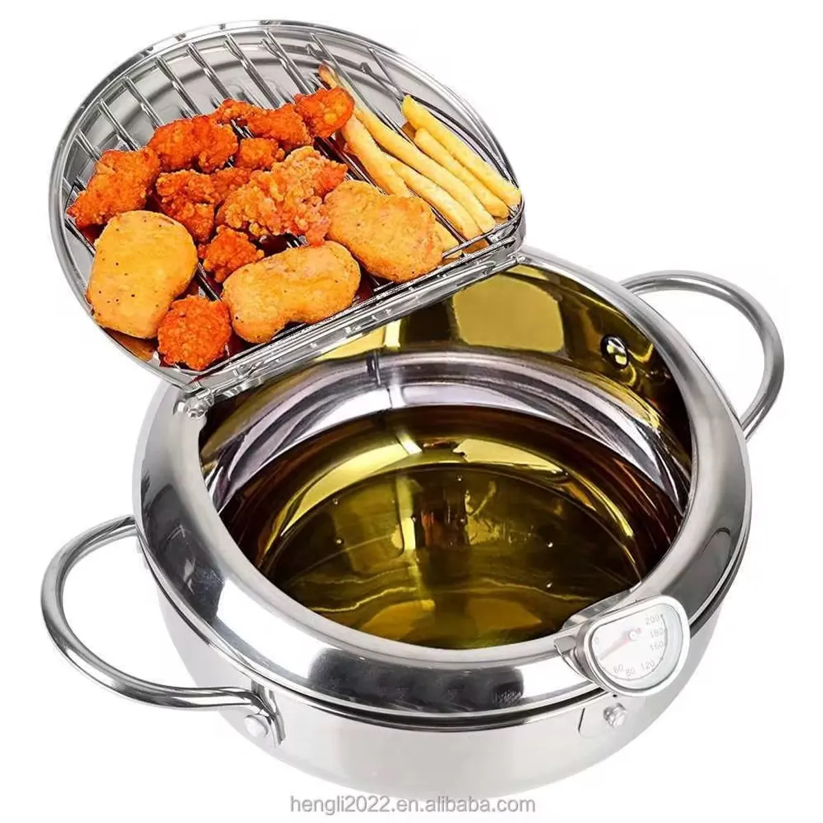 U BUY - Olla De Freír Japonesa En Acero Inoxidable Termómetro