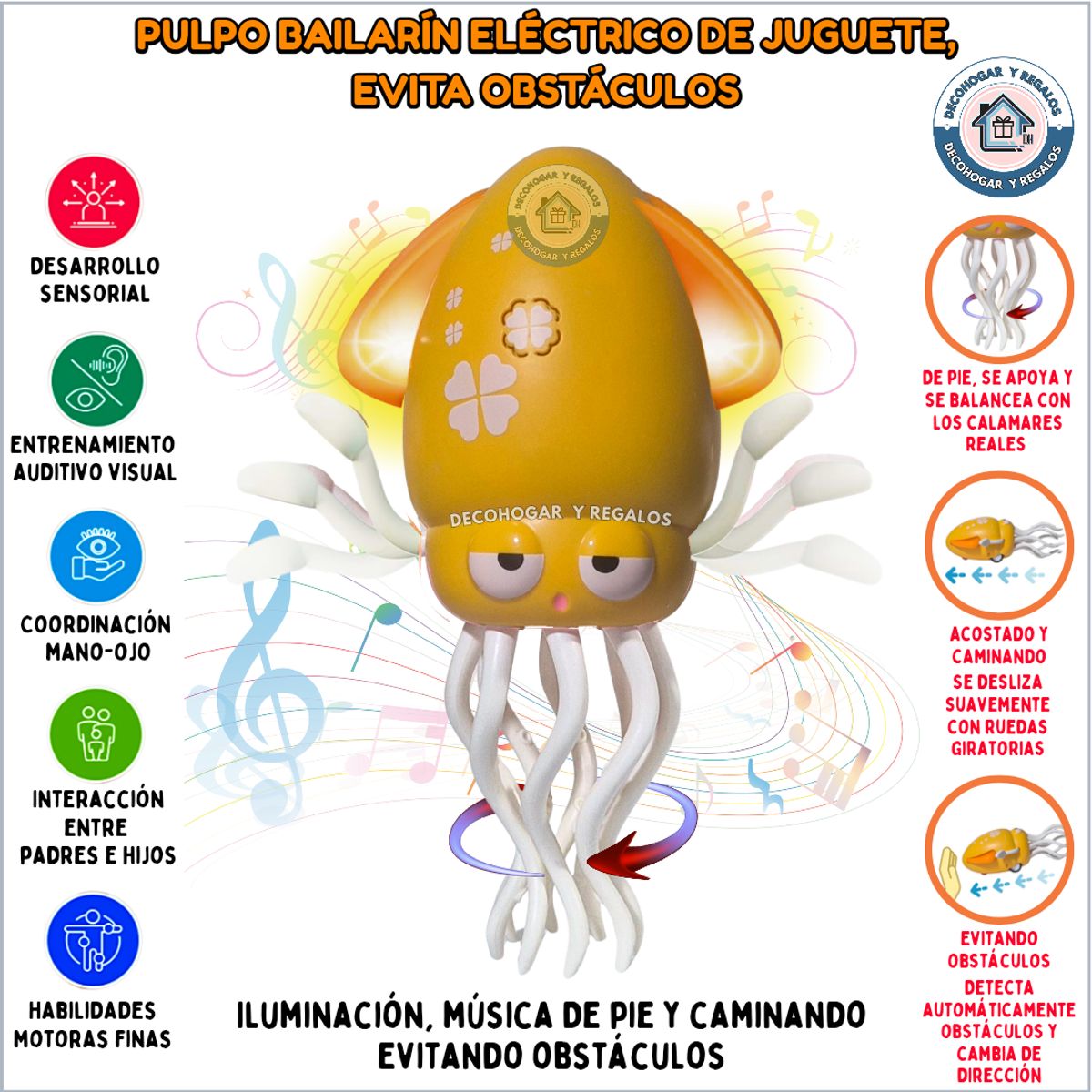 GENERICO - Juguete Pulpo Bailarín Músical Para Niños Con Led Y Música