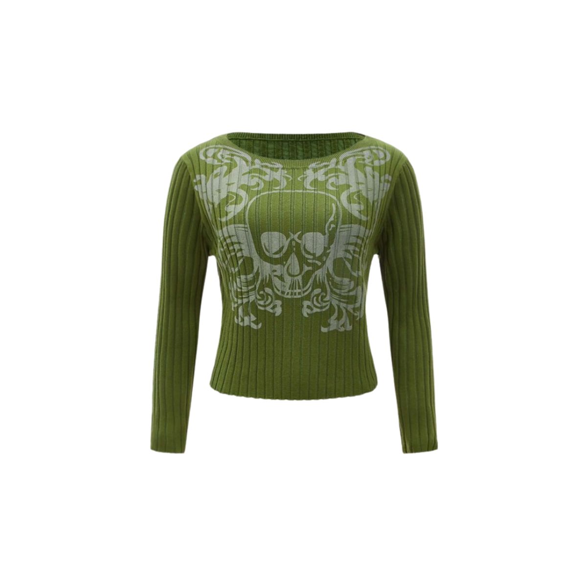KIRAMA CLOTHING STORE - Jersey verde con calavera y diseño ornamental