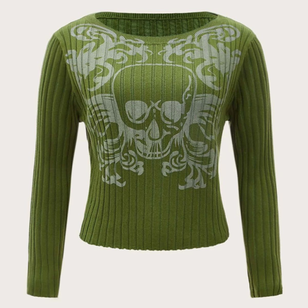 KIRAMA CLOTHING STORE - Jersey verde con calavera y diseño ornamental