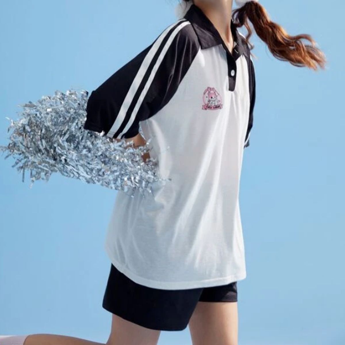 KIRAMA CLOTHING STORE - Set polo y short deportivo blanco y negro