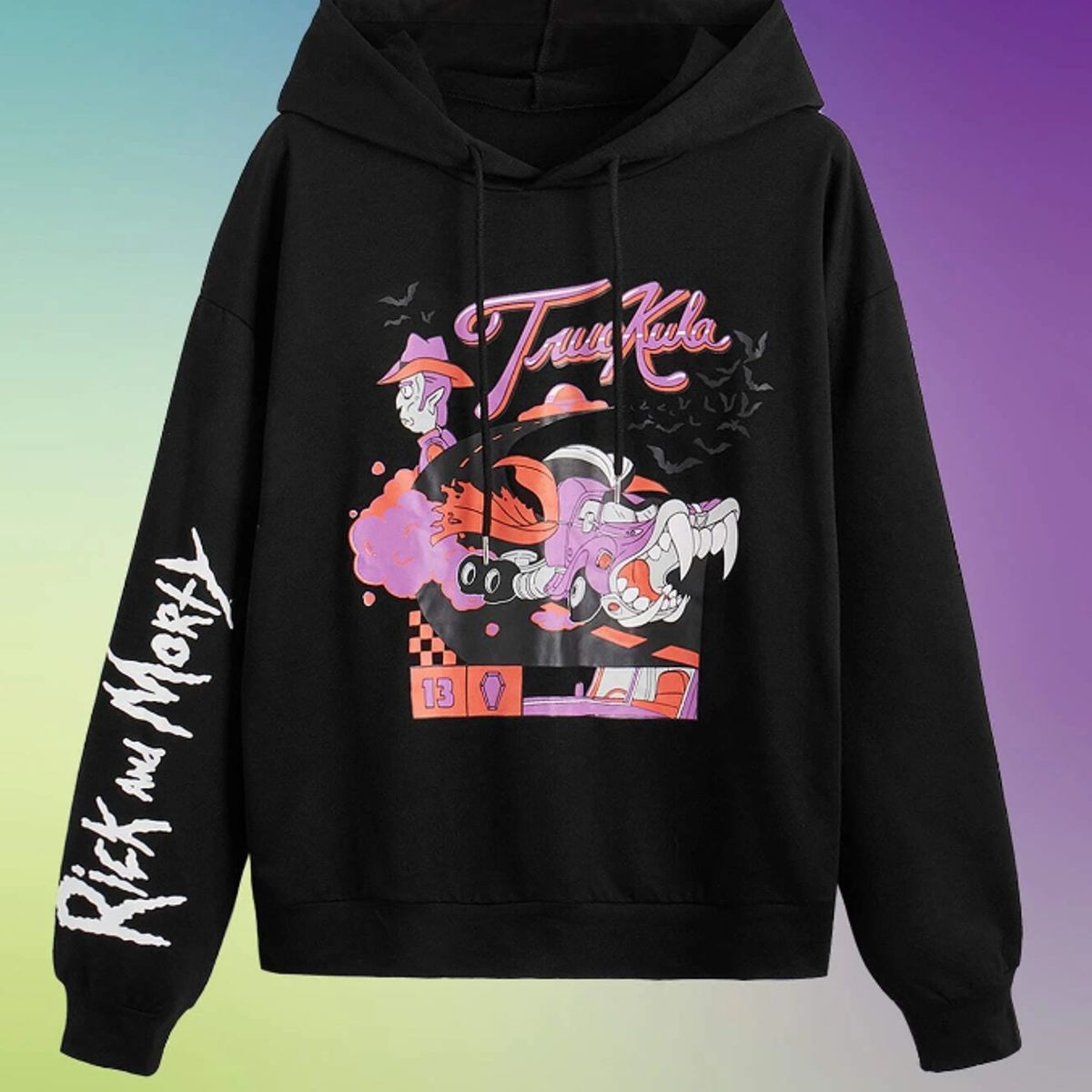 KIRAMA CLOTHING STORE - Hoodie negro “True Kula” con diseño Rick and Morty