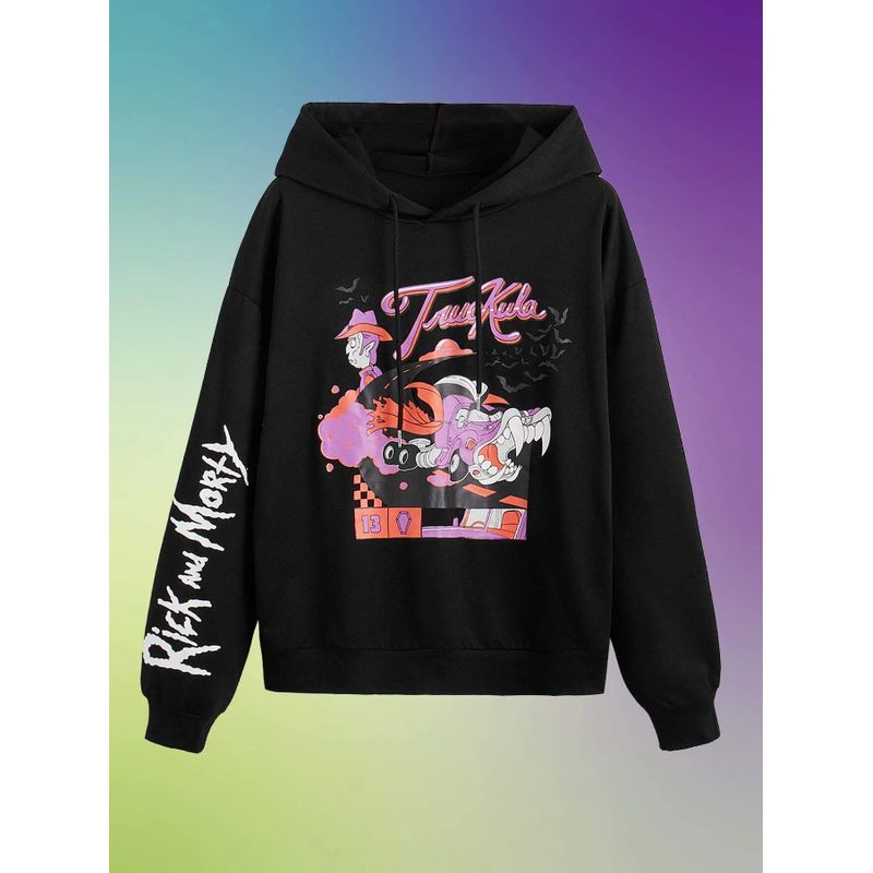 KIRAMA CLOTHING STORE - Hoodie negro “True Kula” con diseño Rick and Morty
