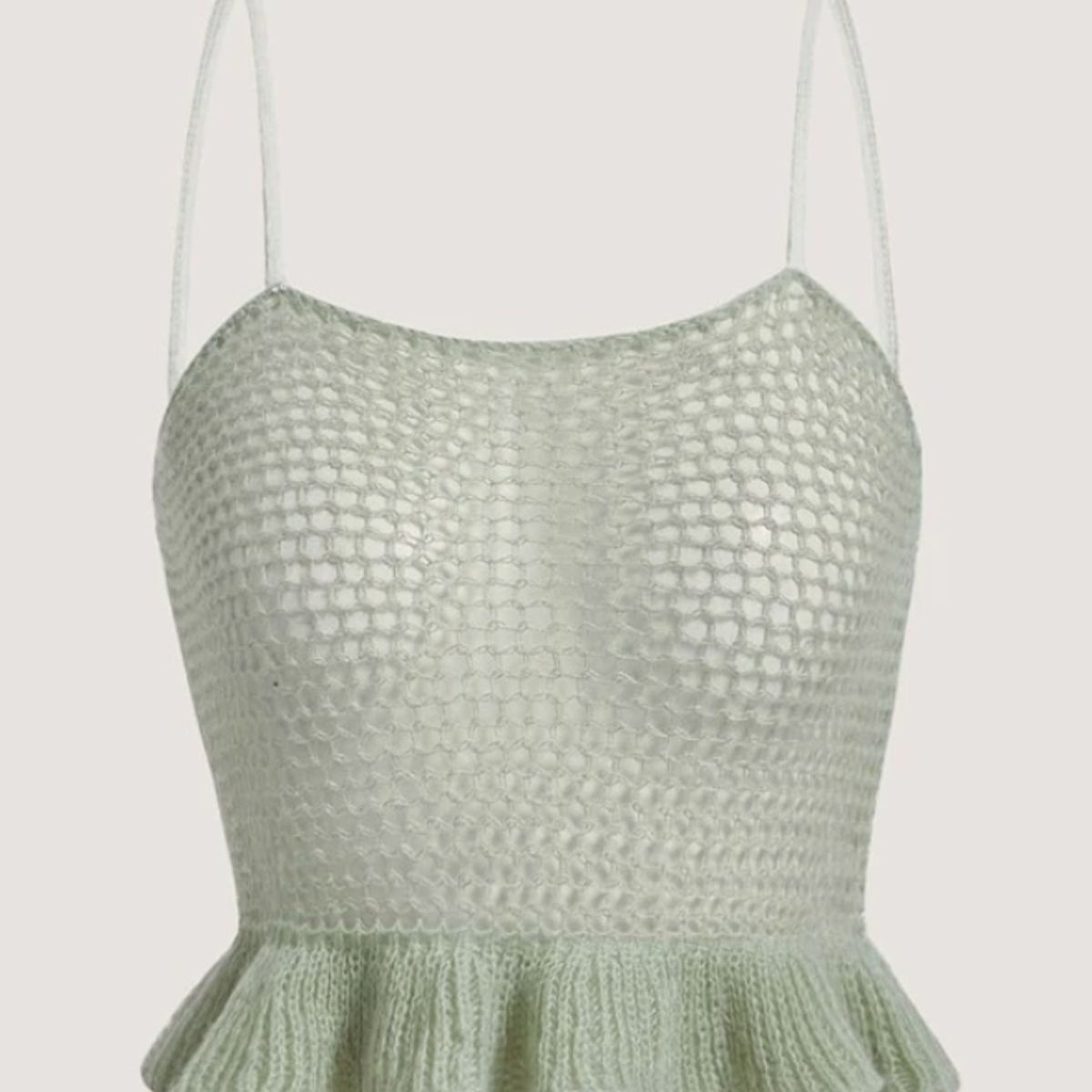 KIRAMA CLOTHING STORE - Crop top verde menta con tirantes y volante