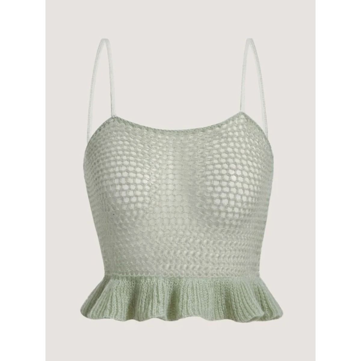 KIRAMA CLOTHING STORE - Crop top verde menta con tirantes y volante