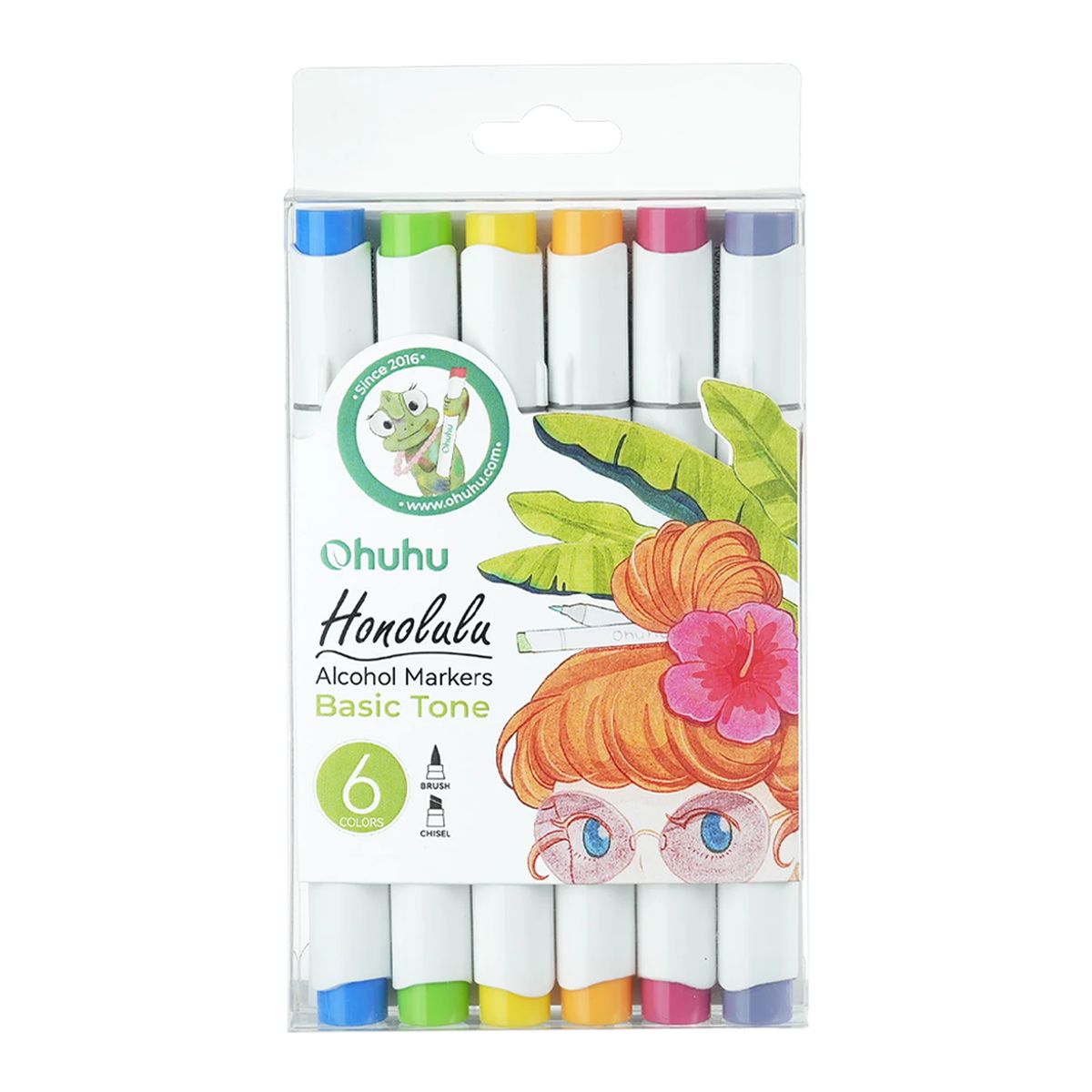 OHUHU - Ohuhu Pack 6 Marcadores de Alcohol Basicos Pincel & Biselada