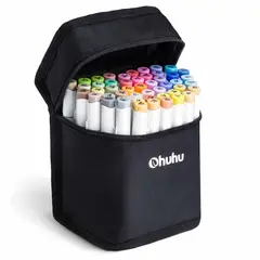 OHUHU - 48 Marcadores de Alcohol Tonos Medios Pincel & Fina