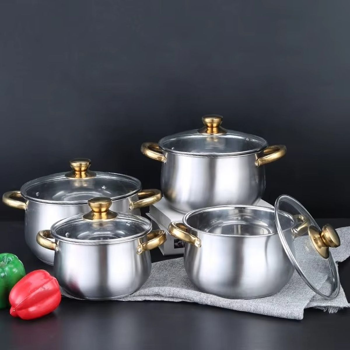 TATEE - Set 8 olla sartén olla de sopa sartén antiadherente