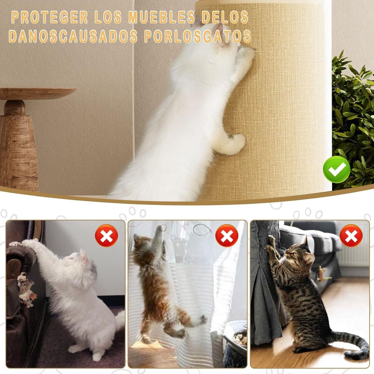 GENERICO - 40x60cm Rascadores Para Gato Apete Scratcher De Velcro Para Gatos