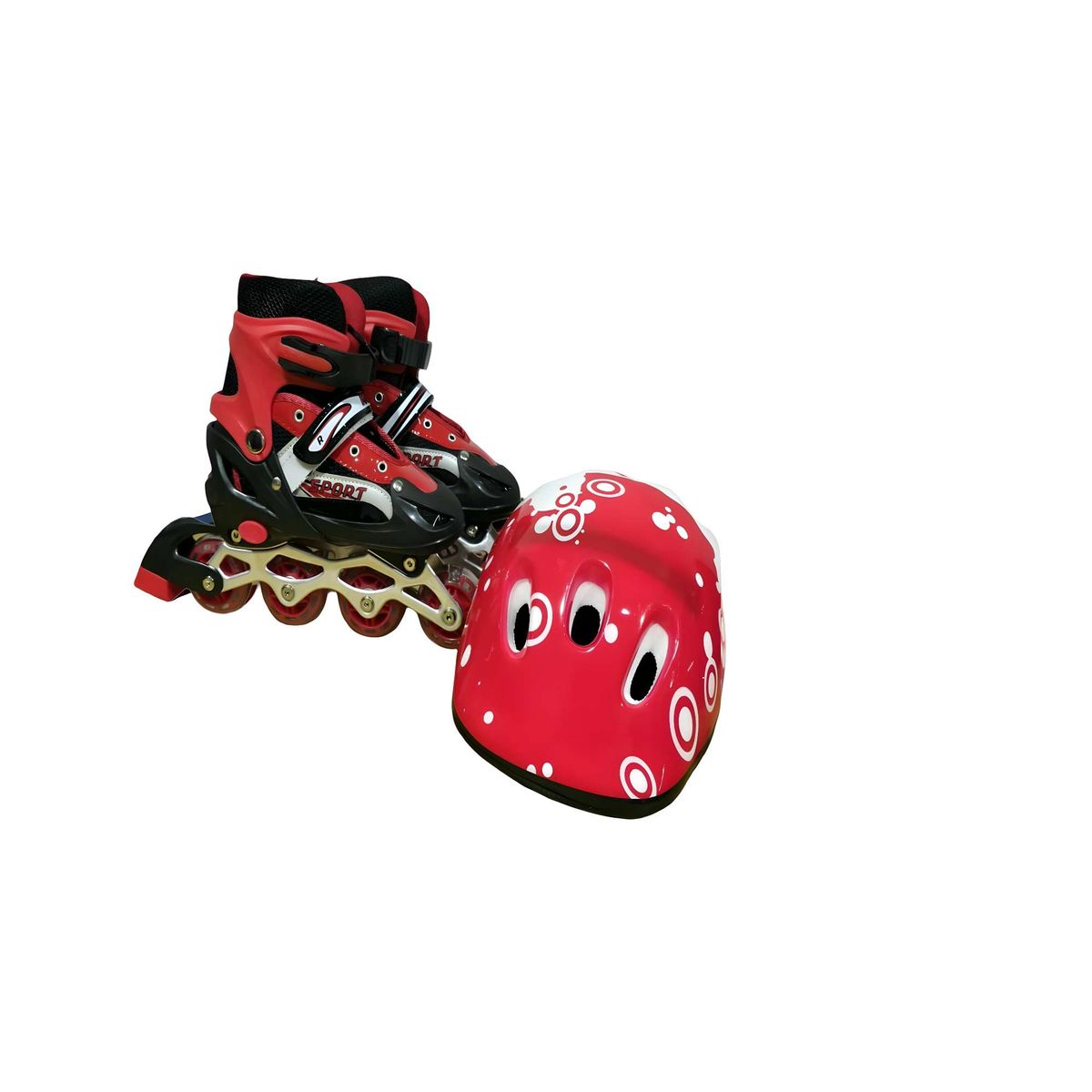 GENERICO - PATIN LINEAL CON LUCES Y KIT TALLA M 35-38 ROJO