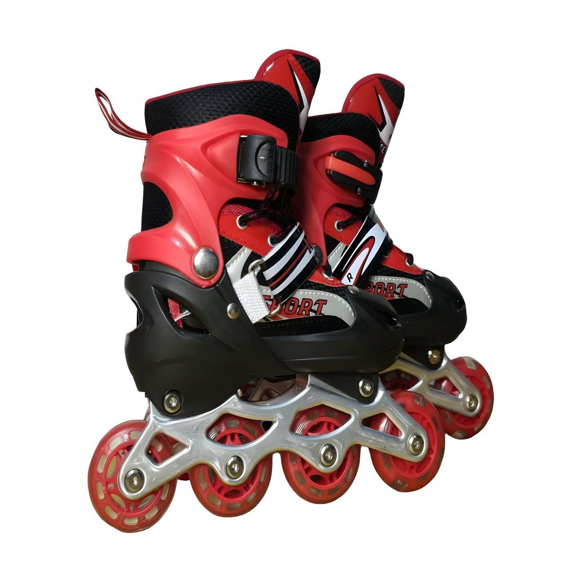 GENERICO - PATIN LINEAL CON LUCES Y KIT TALLA M 35-38 ROJO