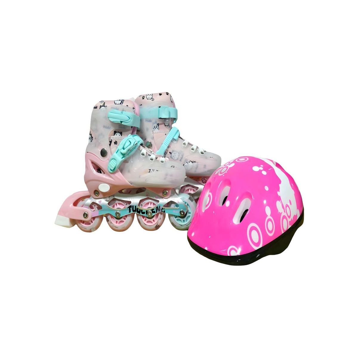 GENERICO - PATIN LINEAL CON LUCES Y KIT TALLA M 35-38 ROSA2