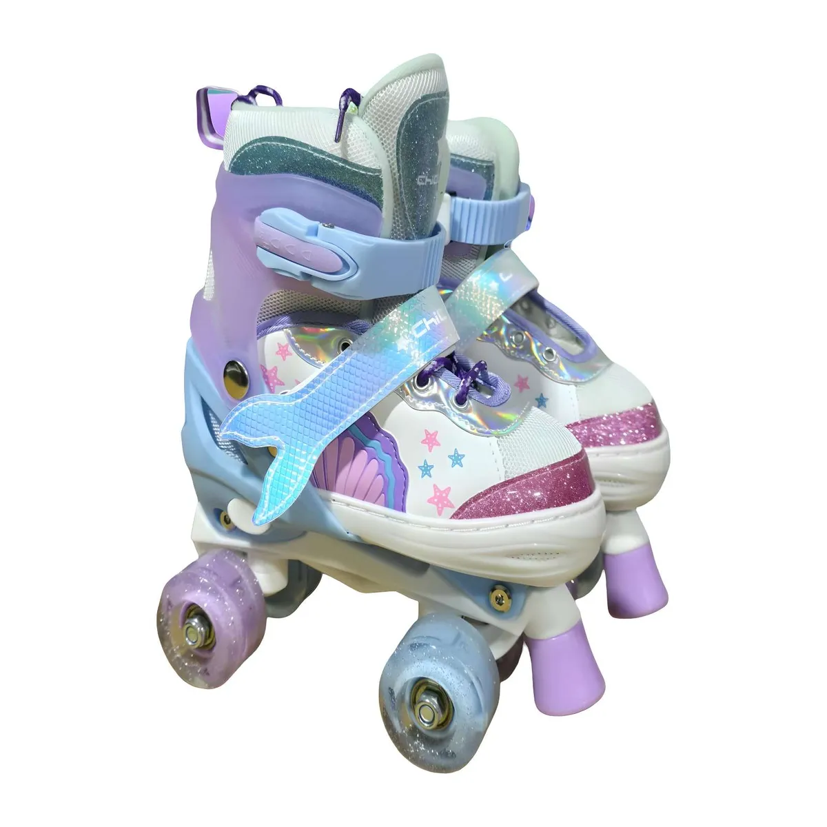 GENERICO - PATIN 4 RUEDAS CON LUCES Y KIT TALLA M 35-38 MULTICOLOR2