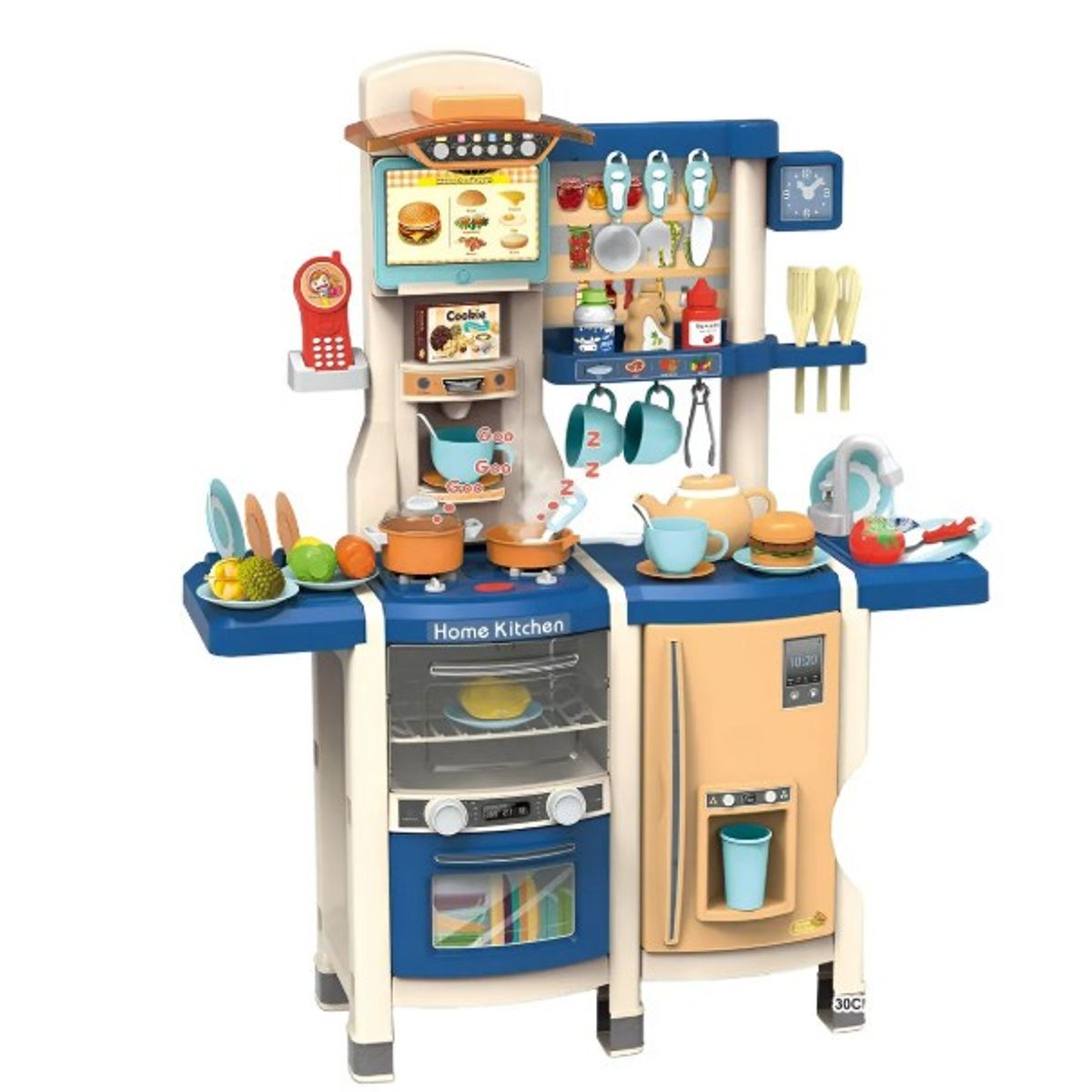 GENERICO - Cocina de Juguete Azul de 100 cm con 65 Piezas Interactivas