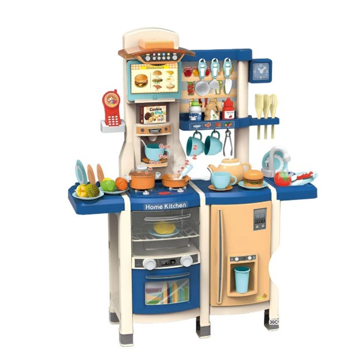GENERICO - Cocina de Juguete Azul de 100 cm con 65 Piezas Interactivas
