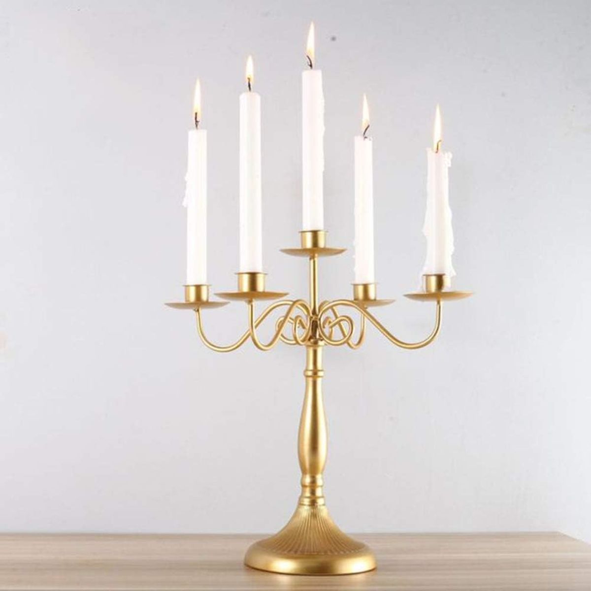 TATEE - Candelabro Cinco cabezas 24×24×30cm amarillo